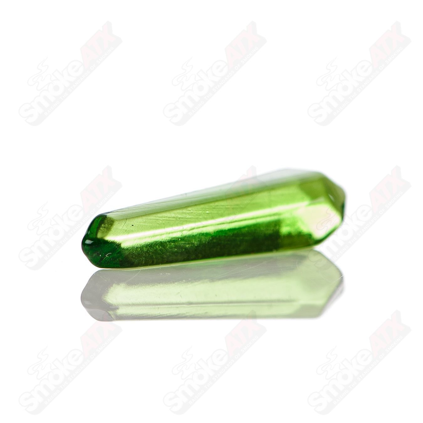 Phil Siegel Green Terp Crystal Heady Glass with pearls and inserts, showcasing vibrant green glass art and intricate design details.