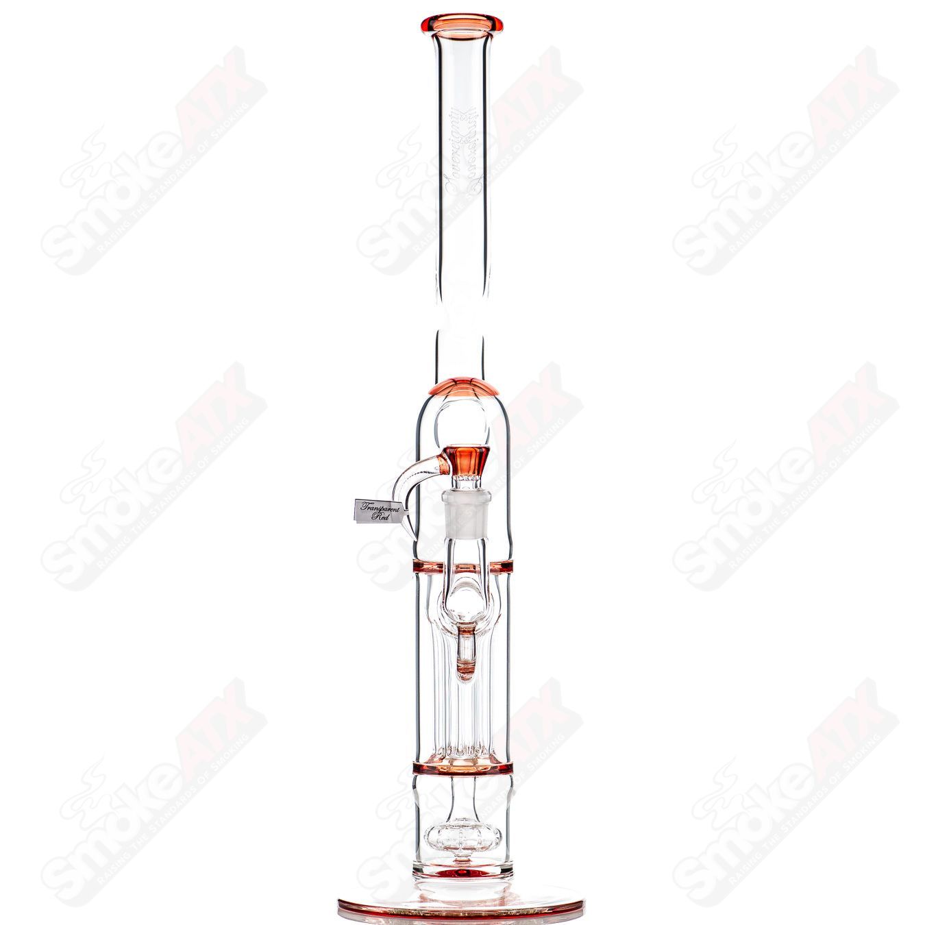 Sovereignty Glass Pillar Natty Neck solid foot heady glass with accented seals and full accent design, showcasing intricate glasswork details.
