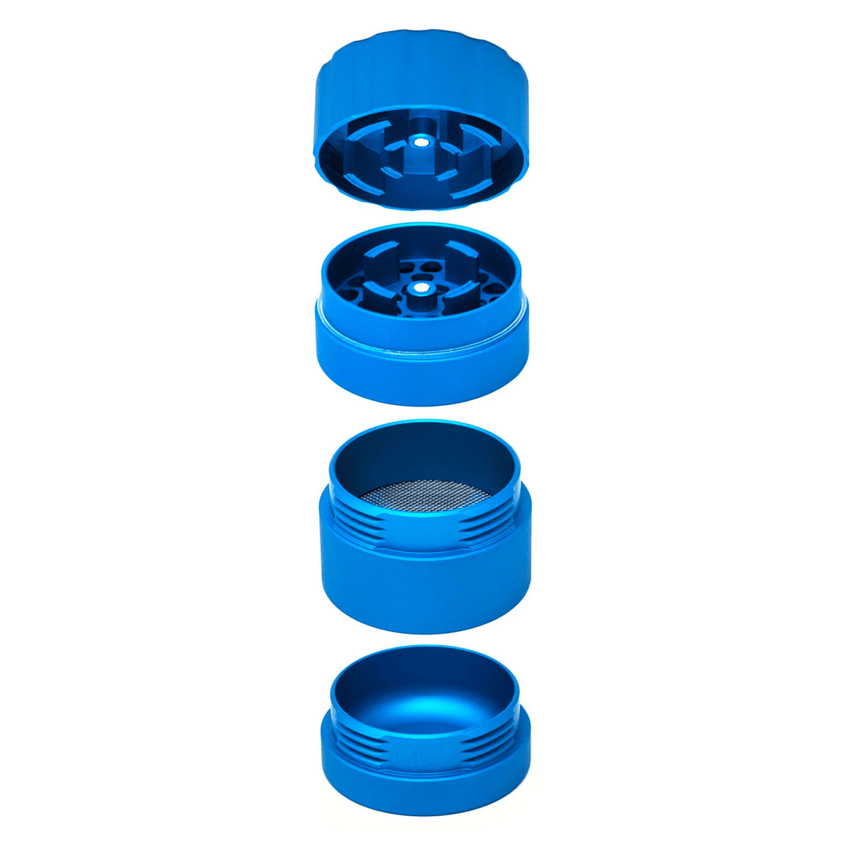 Pocket Cali Crusher 4pc metal grinder with aquamarine finish, compact design, and multiple grinding chambers for efficient use.