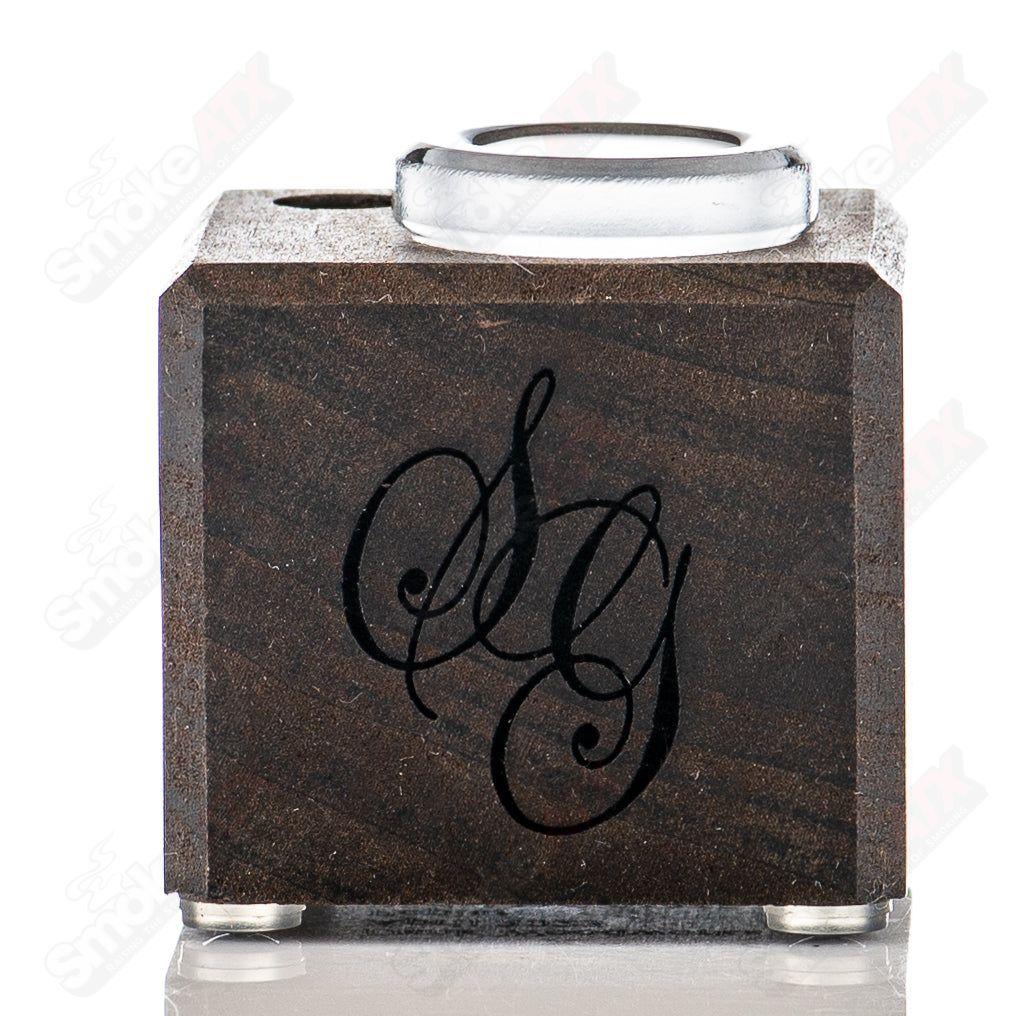 Sovereignty Glass Poplar 1-Hole Slide Stand for glass pipes, featuring a sturdy design and natural wood finish.