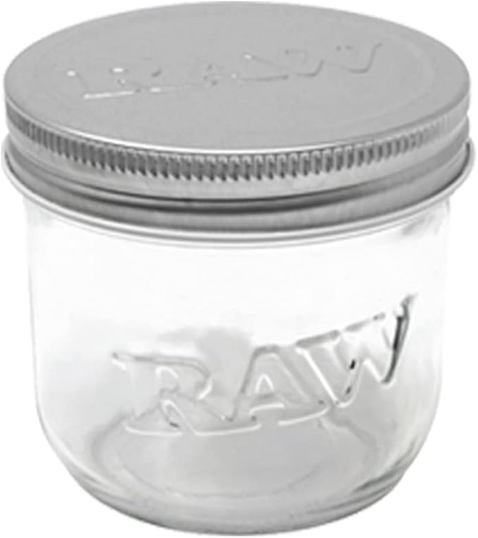 RAW 10oz smell-proof jar case for 420 storage, featuring secure, airtight container for discreet storage of herbs or products.
