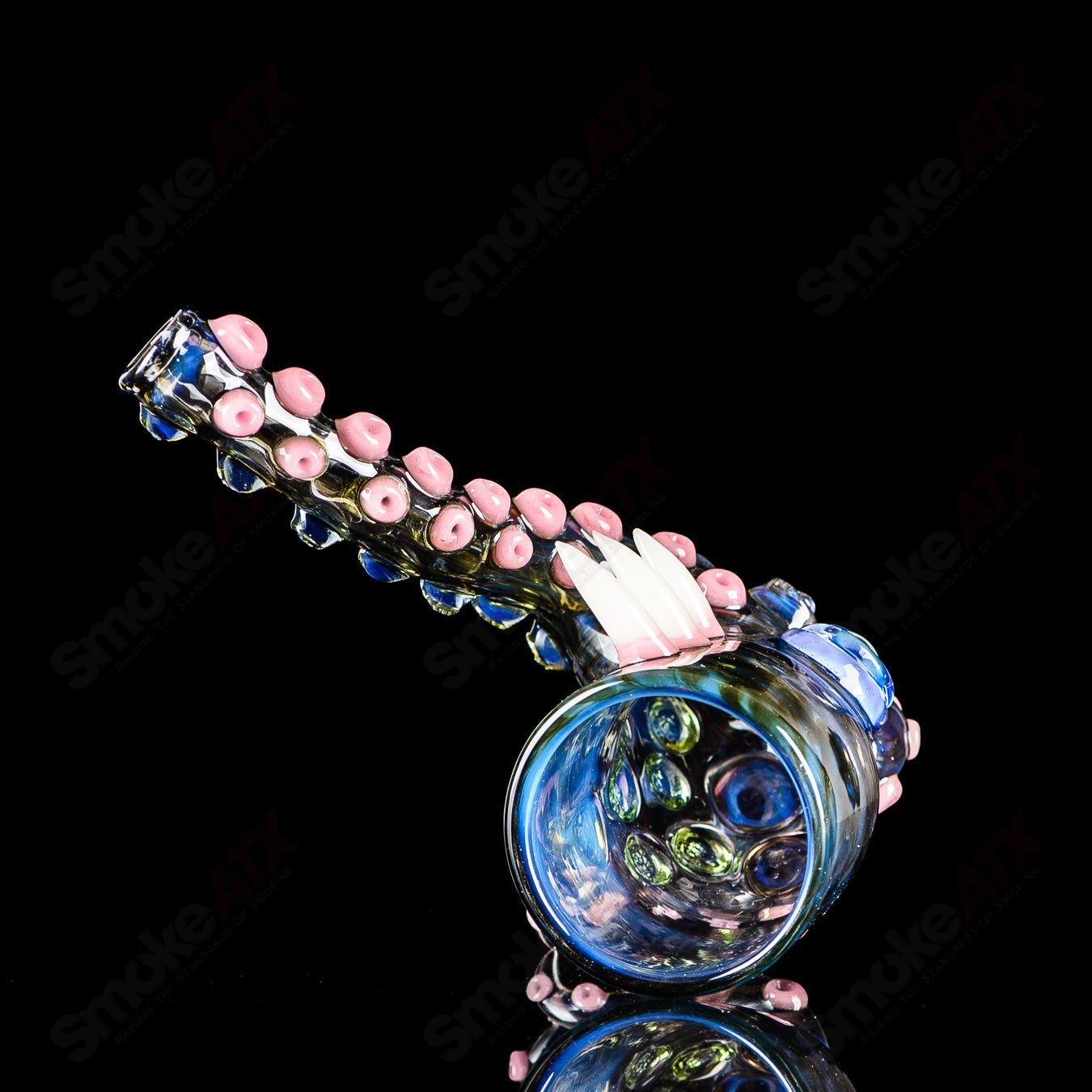 Salt Glass Proxy Sherlock hand pipe, heady glass with intricate design and clear glass craftsmanship.