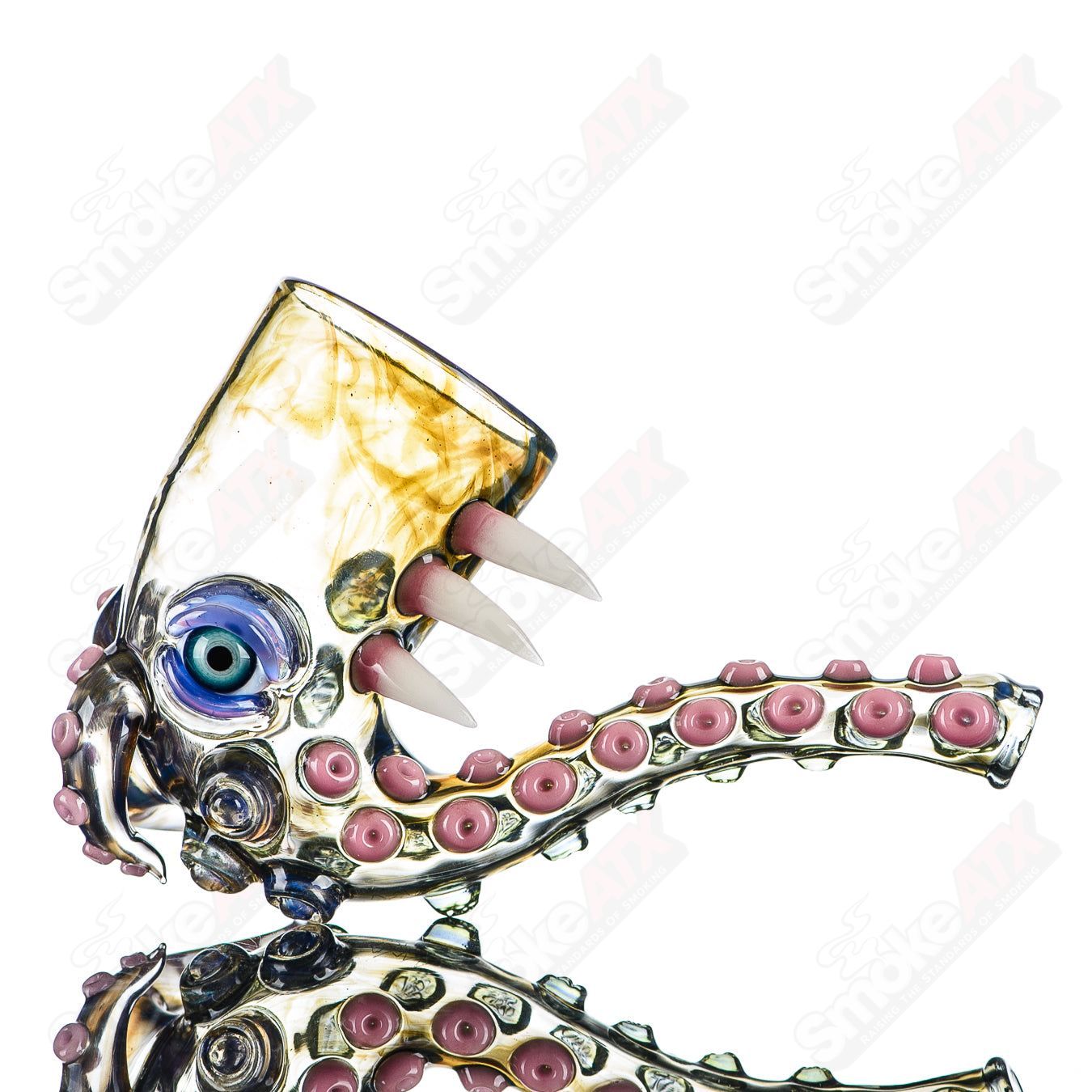 Salt Glass Proxy Sherlock hand pipe, heady glass piece with a detailed Sherlock Holmes-inspired design and clear glass construction.