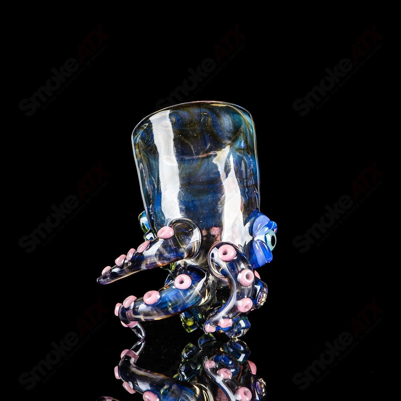 Salt Glass Proxy Sherlock hand pipe, clear glass with intricate Sherlock Holmes-inspired design, detailed craftsmanship.