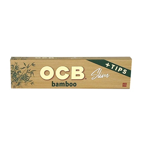 1 1/4 Slim Bamboo Rolling Papers w Tips OCB - Smoke ATX