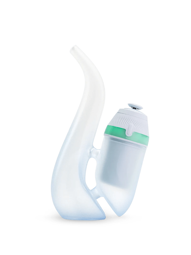 Puffco New Proxy Bubbler Haze glass attachment for Puffco Tops, featuring a clear glass design with intricate haze pattern.