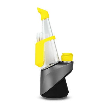 Puffco Peak Pro Travel Pack in yellow with accessories for portable vaporizer use, designed for convenience and protection.