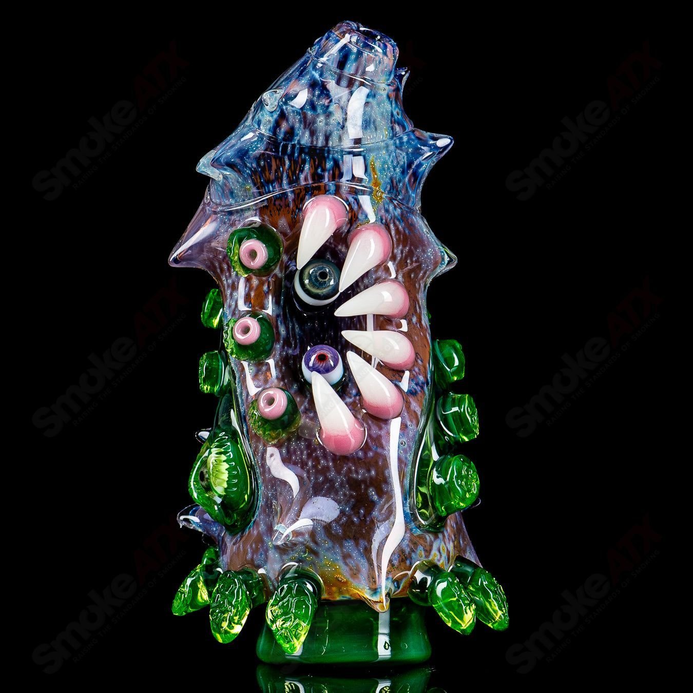 Heady glass Puffco Top by Nobody Glass x SALT, featuring intricate glasswork and vibrant colors for a stylish look.