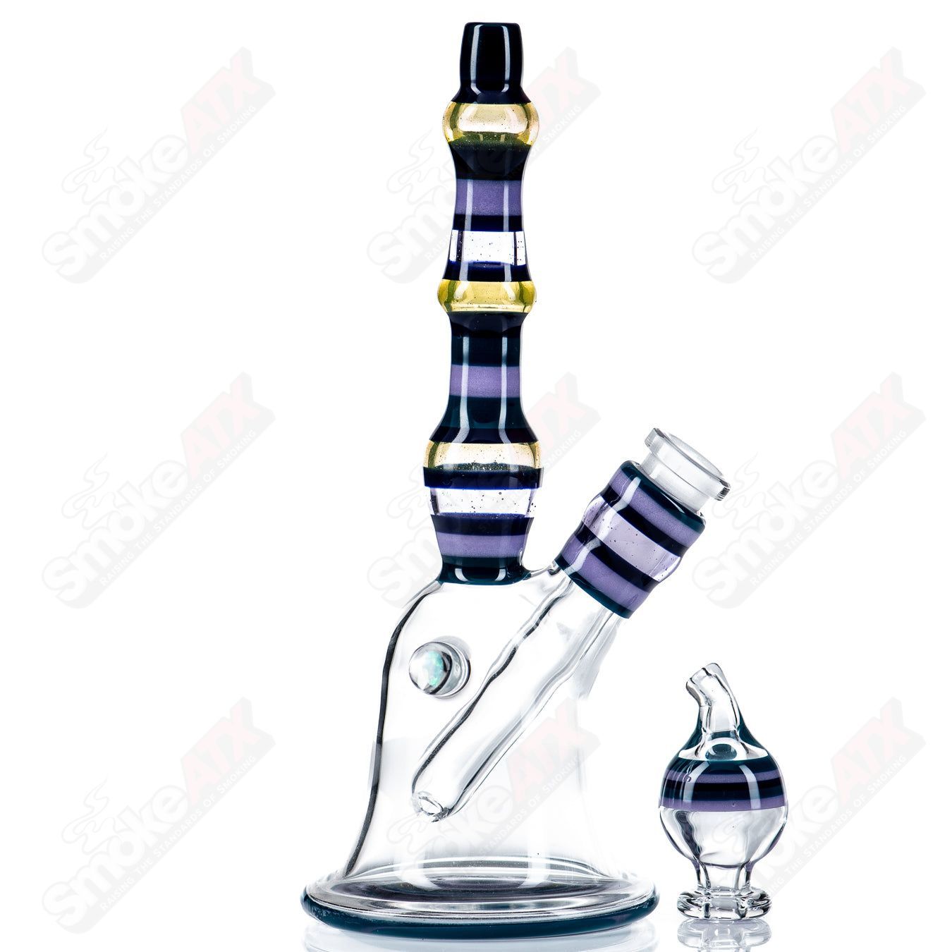 Purple Encalmo Mini Tube by Doug Zolbert, Heady Glass concentrate rig with vibrant purple glass and intricate design details.