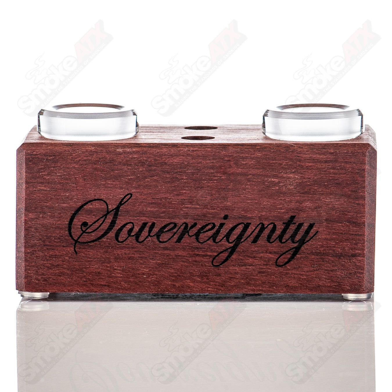 Purple Heart 2-Hole Slide Stand for Sovereignty Glass, a decorative glass accessory with purple heart design and functional stand.