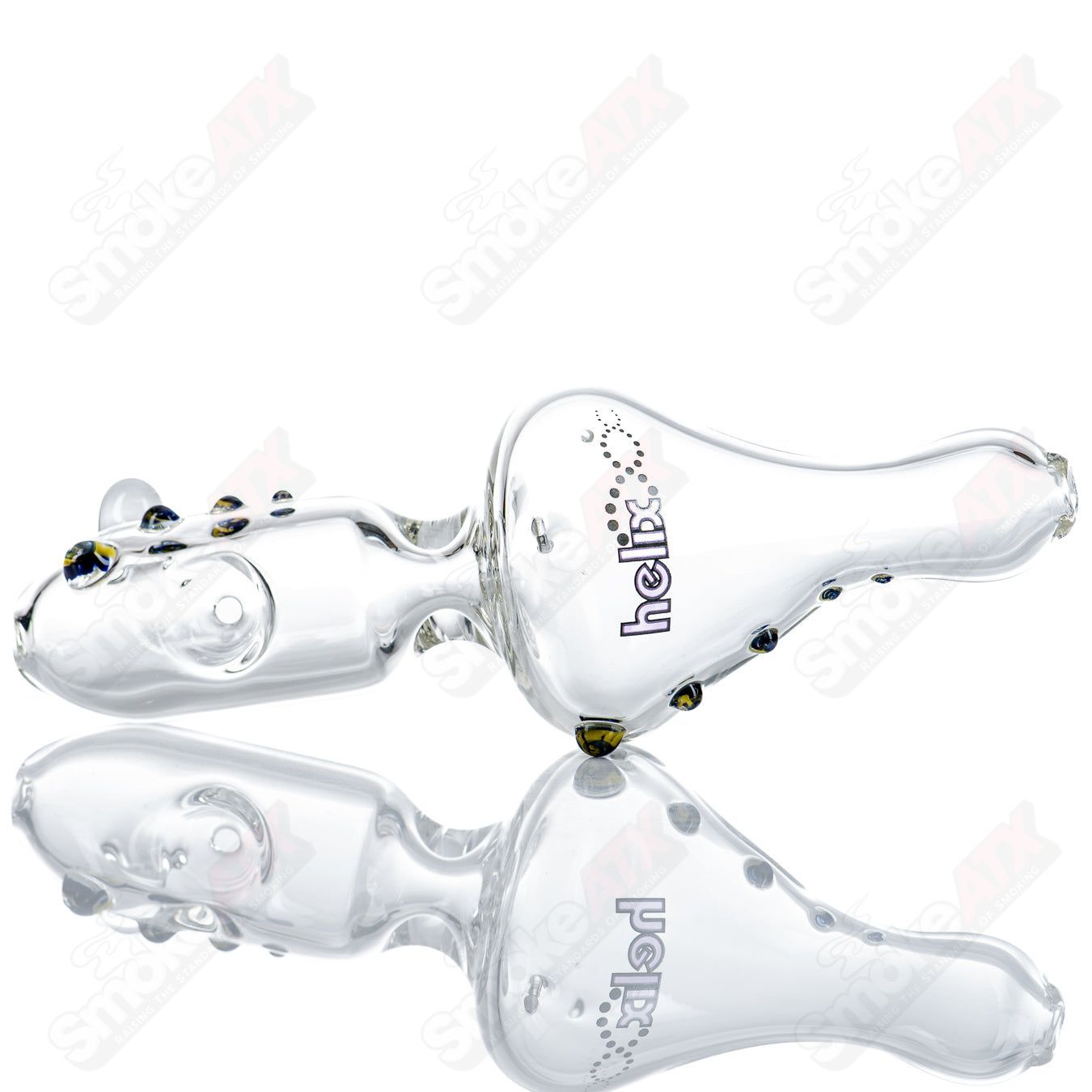 Purple Label Medium Classic Hybrid Steam Roller glass pipe by American Helix, featuring a smooth, rounded design and vibrant purple accents.