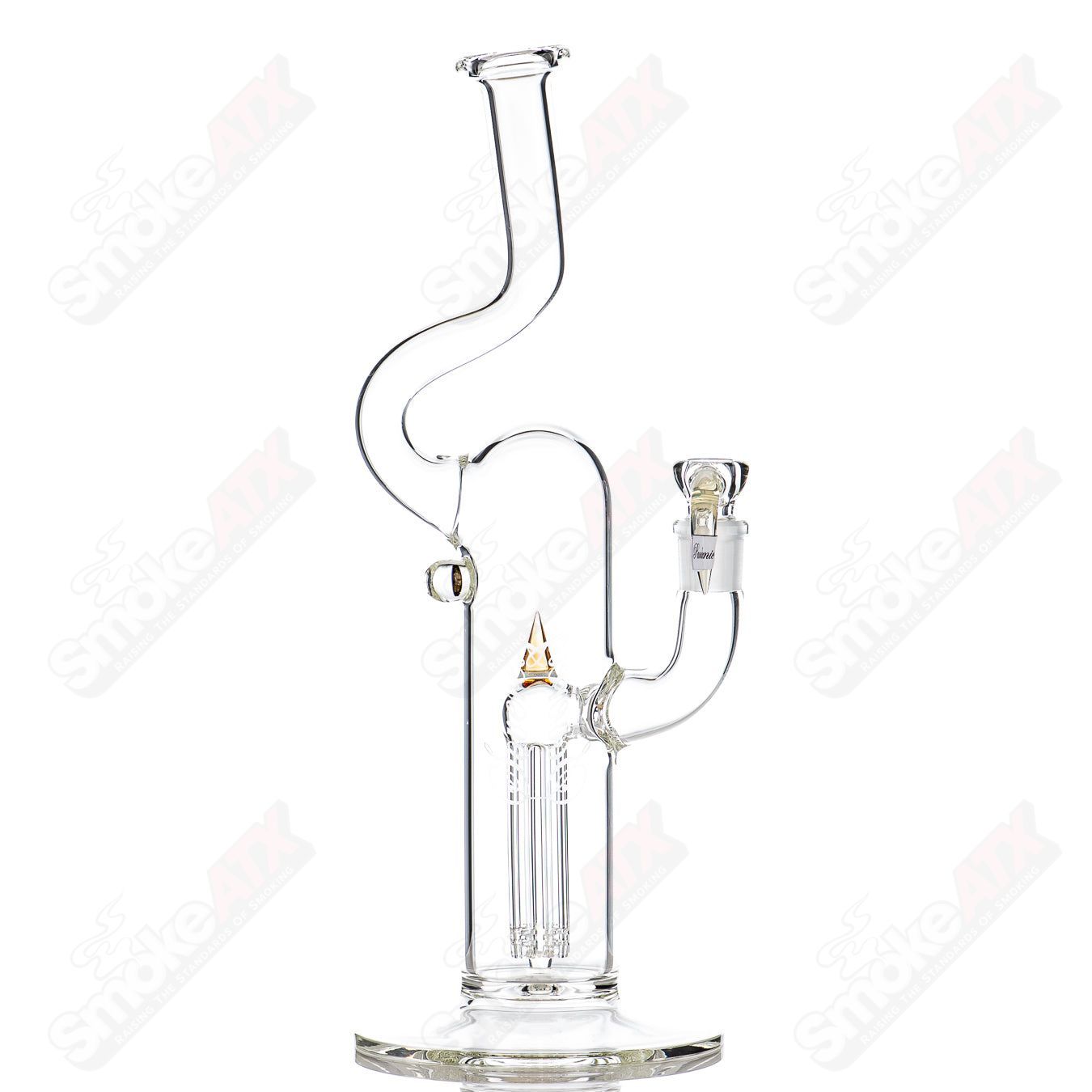 Sovereignty Glass Queen Fixed 4 Arm Minor Accent Straight Tube with natural-colored neck and intricate glass design