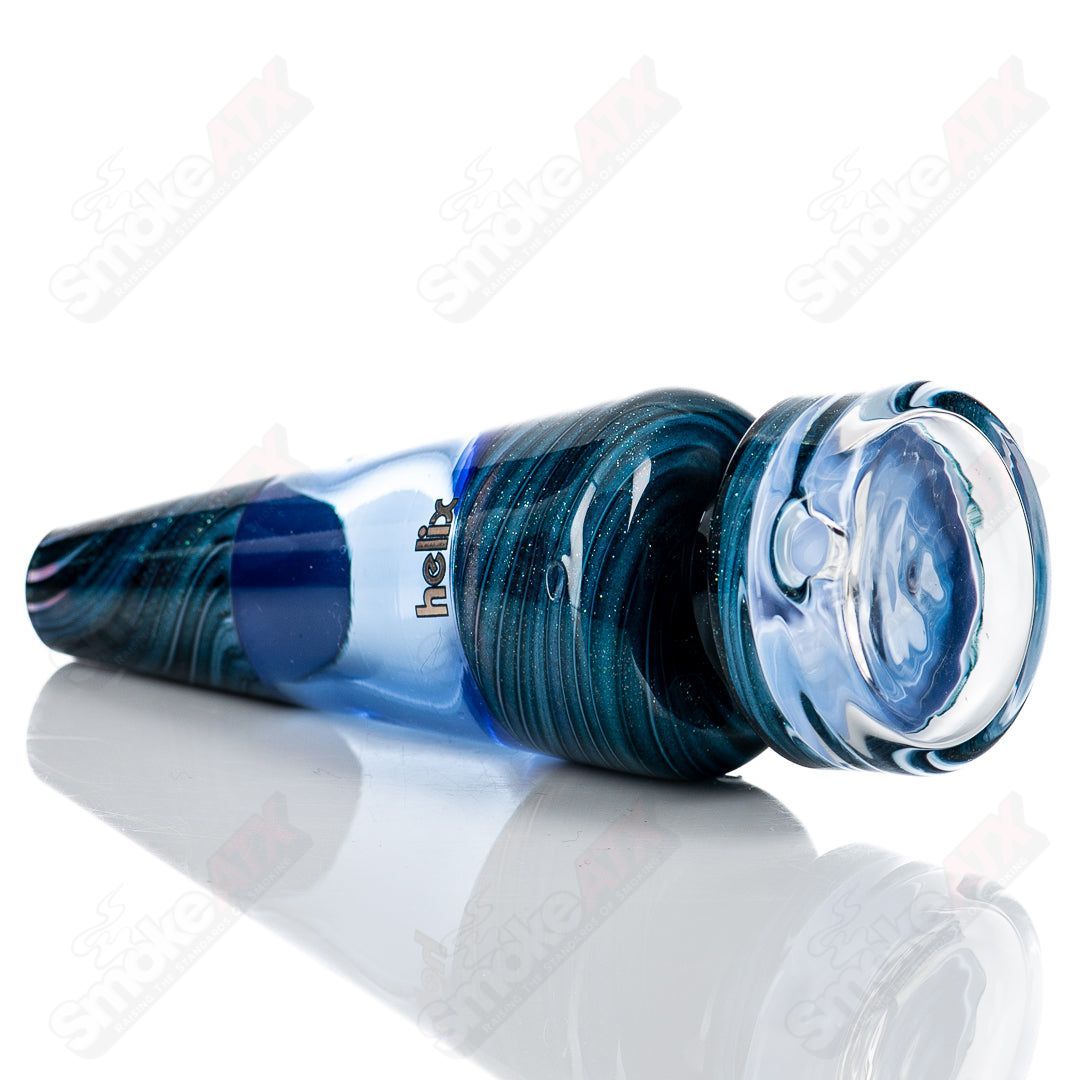 Blue Puffco Peak Dry Top by American Helix X Indo, a heady glass accessory for Puffco Peak vaporizer, with intricate blue glasswork.