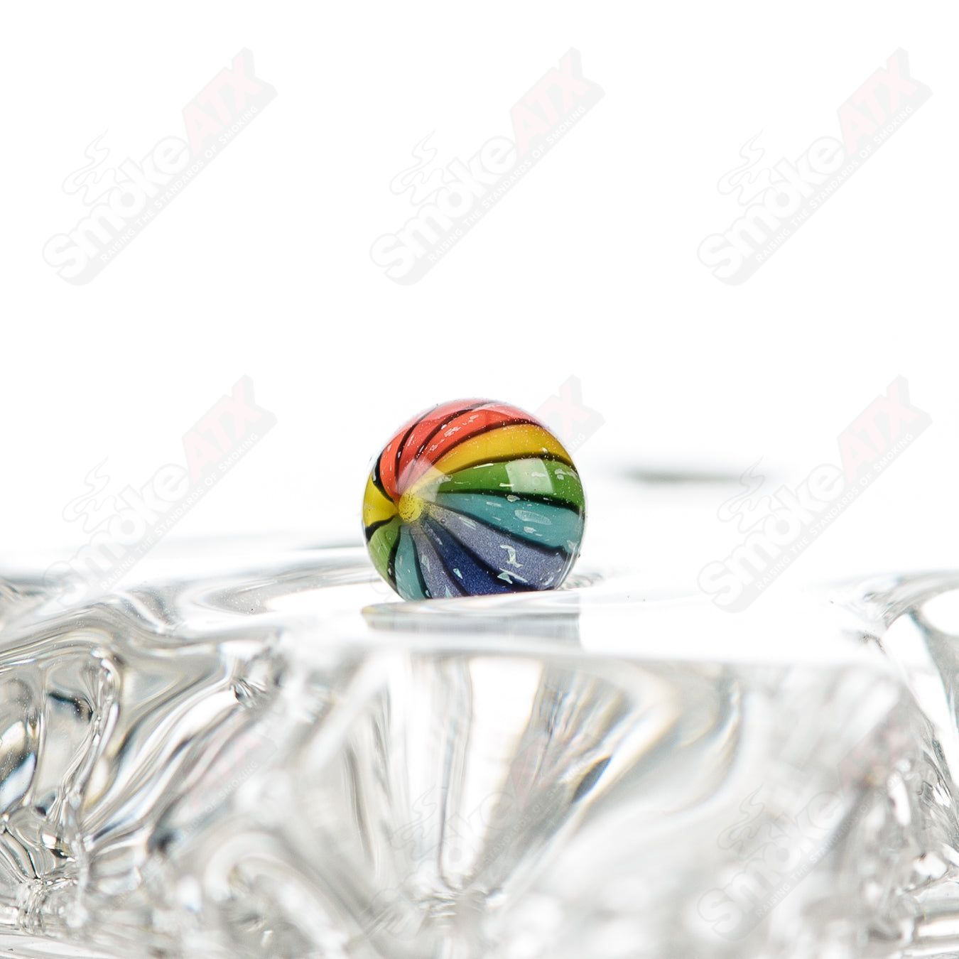 Rainbow Pearl Darby Holm Glass with colorful pearl accents and glass insert, showcasing vibrant, handcrafted art glass design.