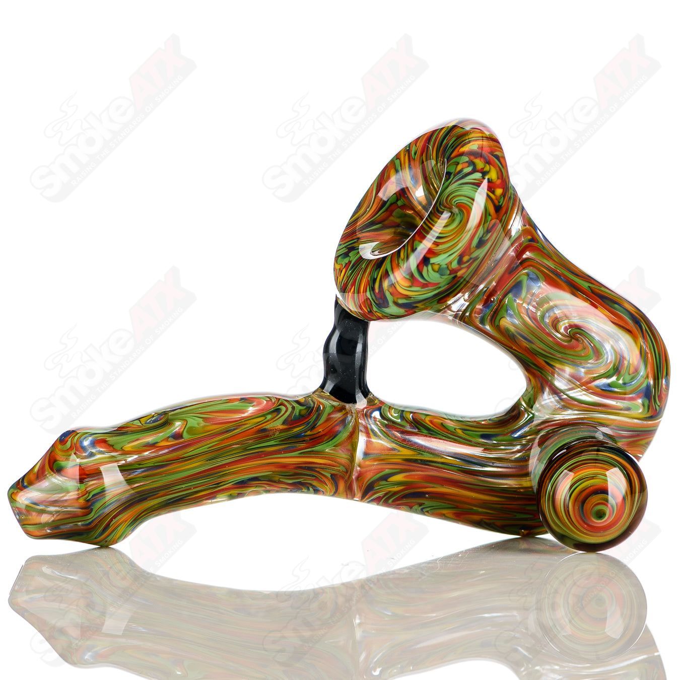 Rainbow Wig Wag Sherlock glass by JMK Glass, signed art piece featuring vibrant colors and intricate Sherlock design.