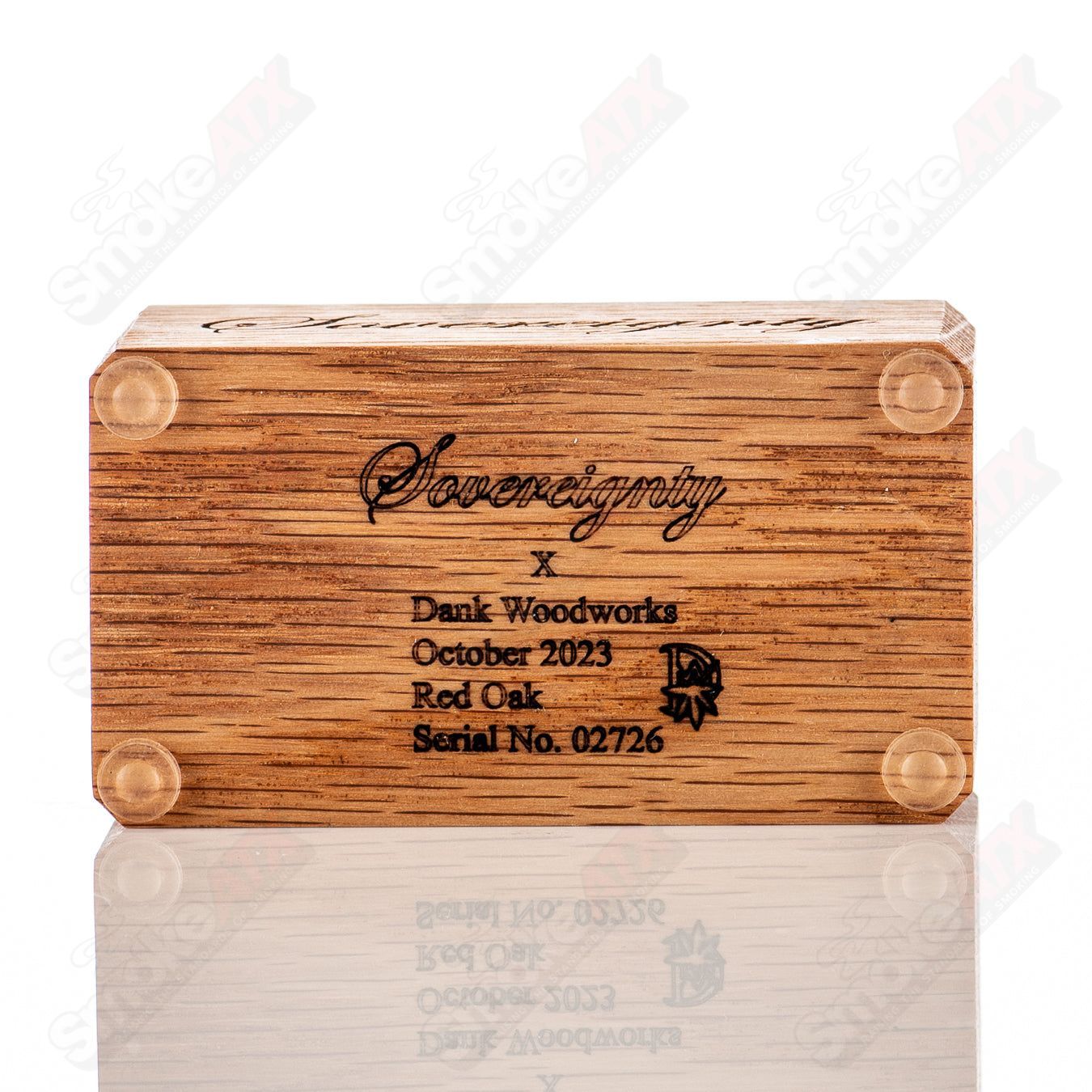 Red Oak 2-hole slide stand by Sovereignty Glass, featuring a sturdy heady glass design with precise hole placement and craftsmanship.