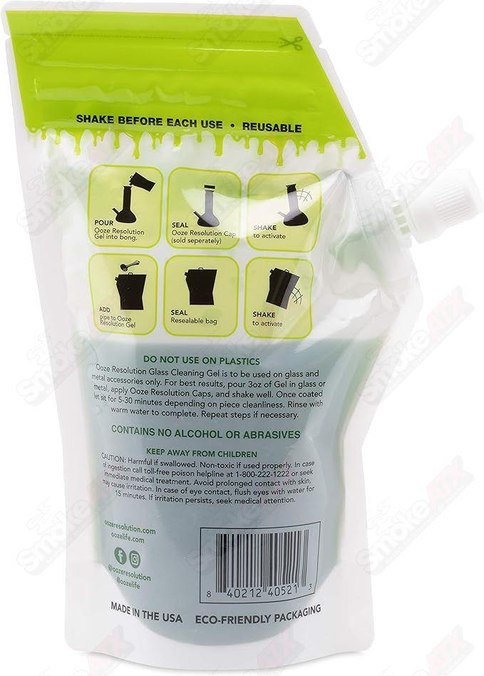 Ooze Resolution Cleaner Gel 240ml in a clear bottle, designed for cleaning glass surfaces effectively.