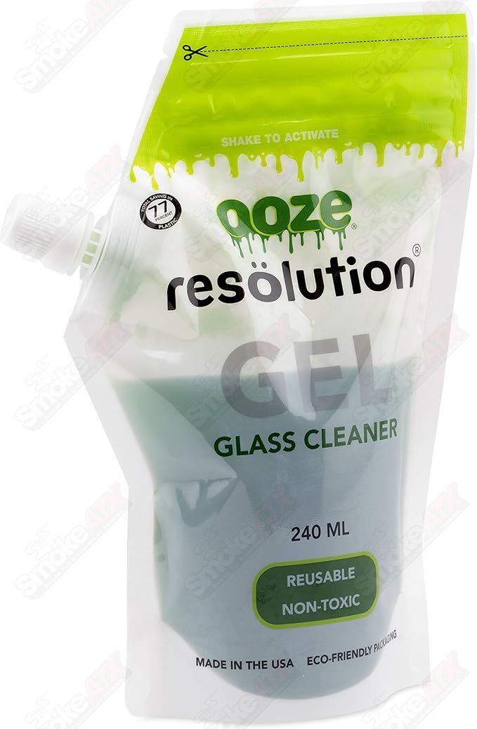 Ooze Resolution Cleaner Gel in a 240ml bottle, a glass cleaner with a gel formula for streak-free cleaning and shine.