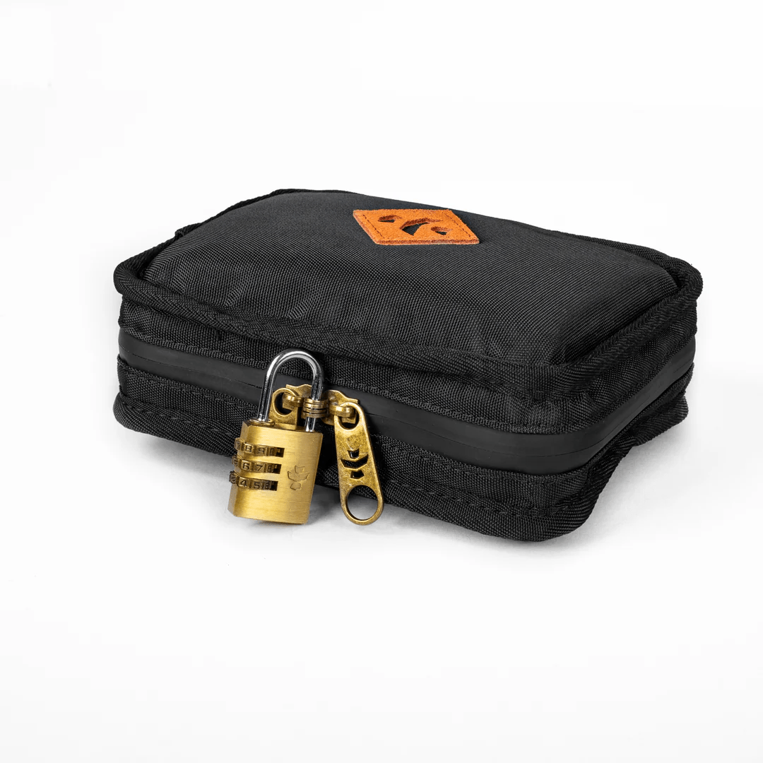 Revelry The Pipe Kit black smell-proof soft case with secure zipper and protective interior for storing smoking accessories.