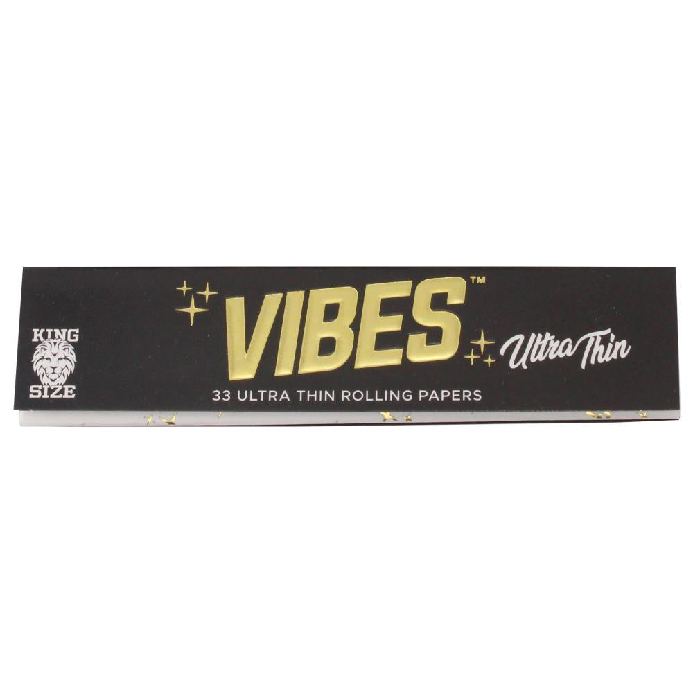 Ultra Thin King Vibes Papers for rolling, featuring sleek design and quality 420 Products rolling papers by Vibes.