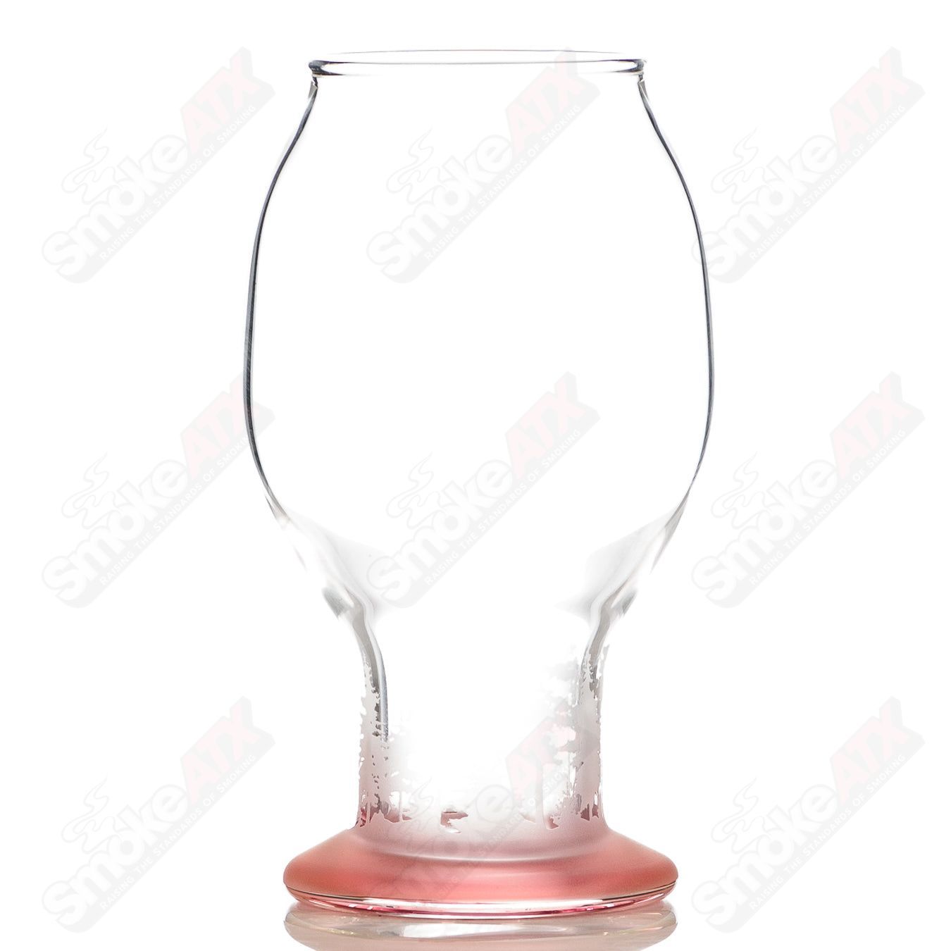 Rose pink Chad G Glass heady goblet drinking glass with intricate design and sturdy base, perfect for casual or special occasions.