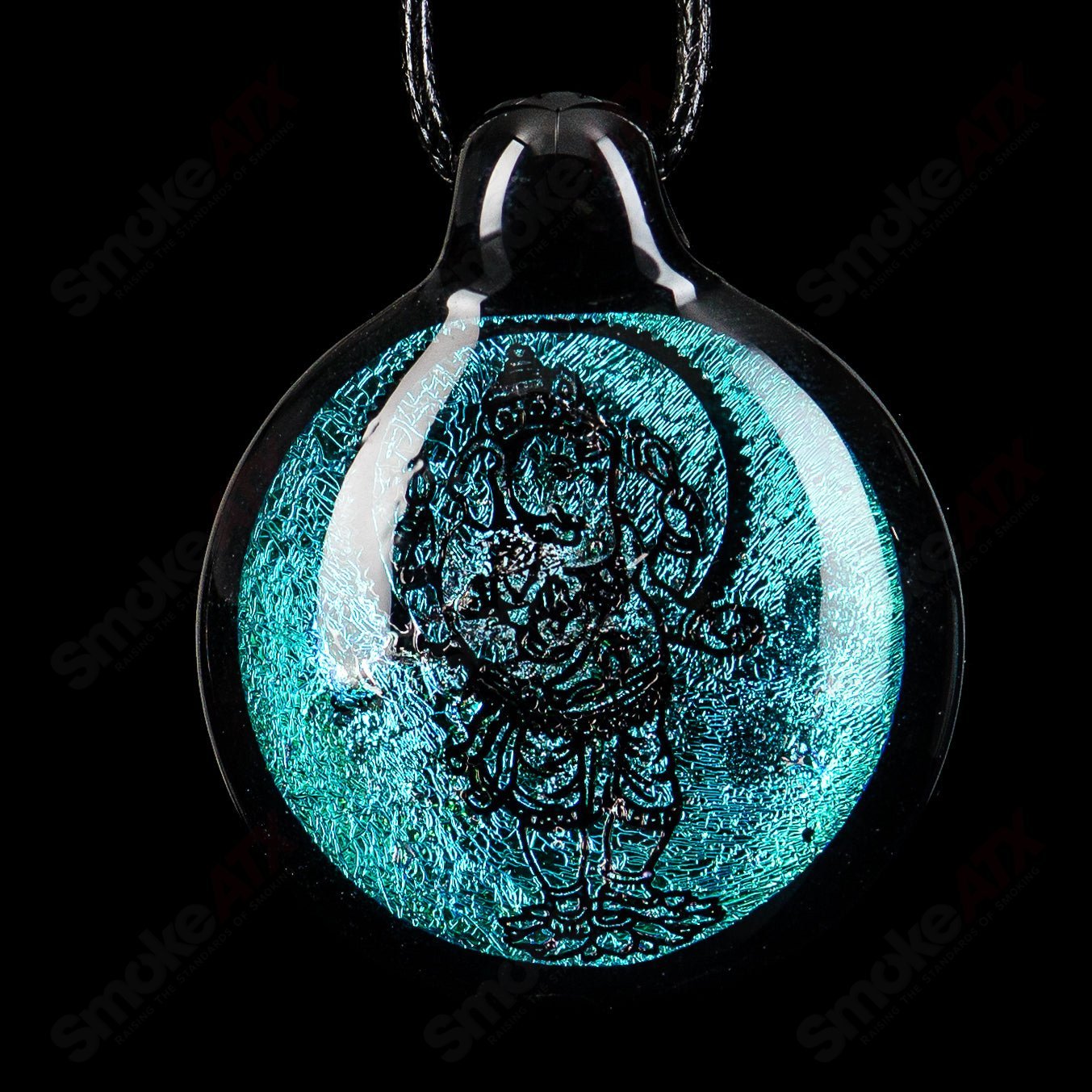 Colorful 1.5-inch Dichroic Pendant Turtle Time glass pendant featuring vibrant, shimmering glass with a turtle design.