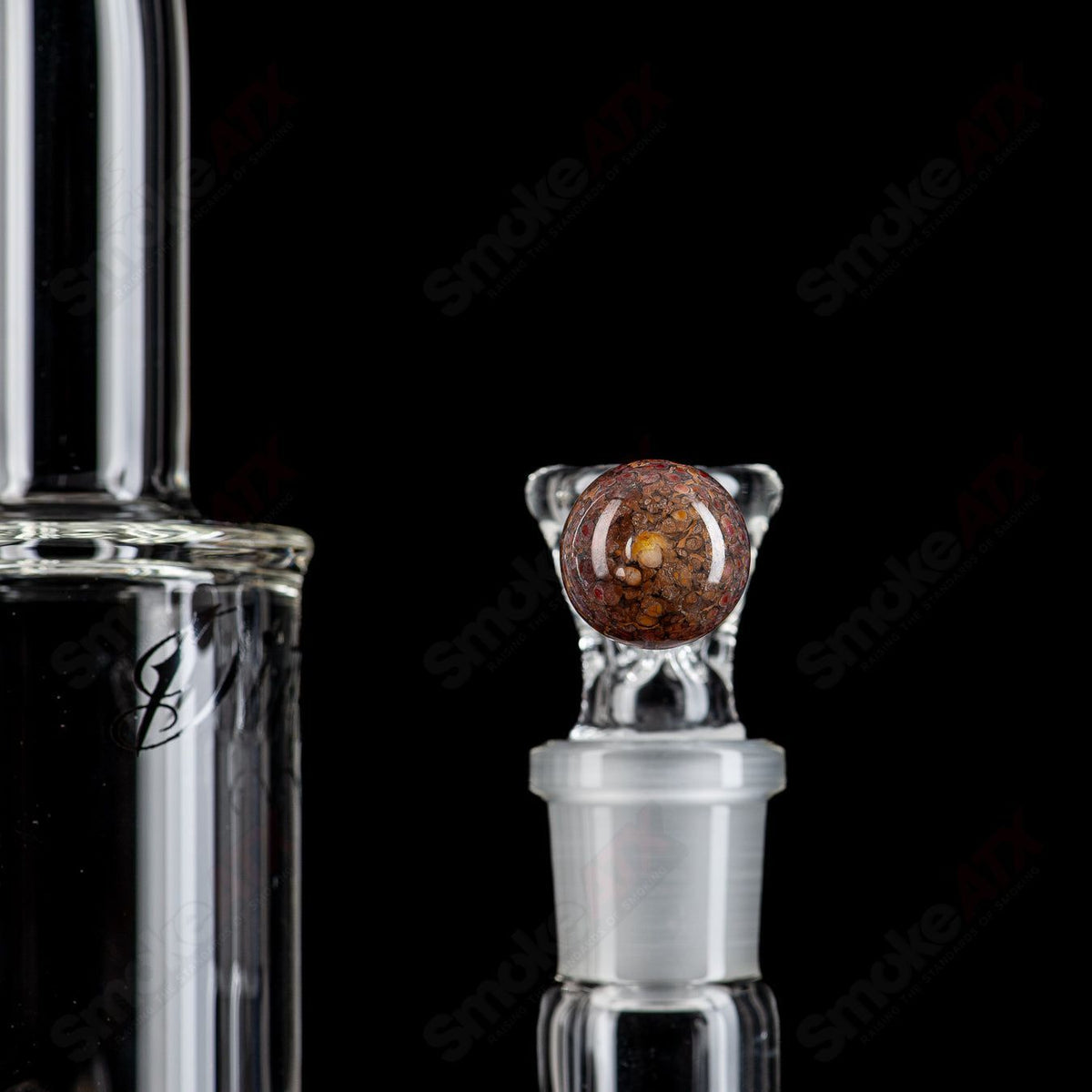 14.5-inch Dirty Rico Serendipity bent neck straight glass tube with 14mm bowl, featuring colorful design and clear glass construction.