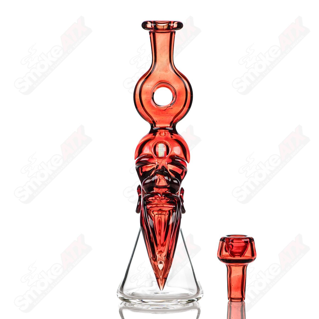 Nelson Glass "Samurai at Peace" heady concentrate rig featuring intricate samurai design and clear glass craftsmanship.