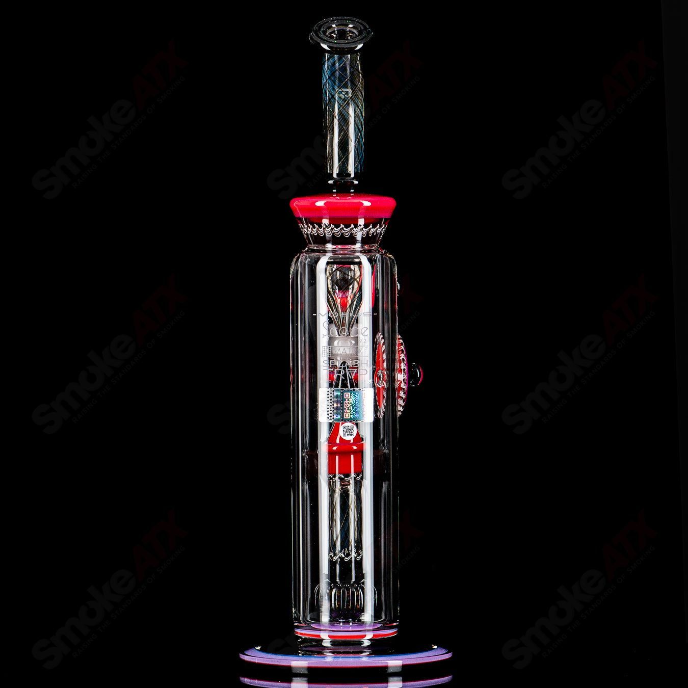 Mobius Scope Matrix V2 Elements straight glass tube with Splash Trap, featuring clear glass and intricate design details.