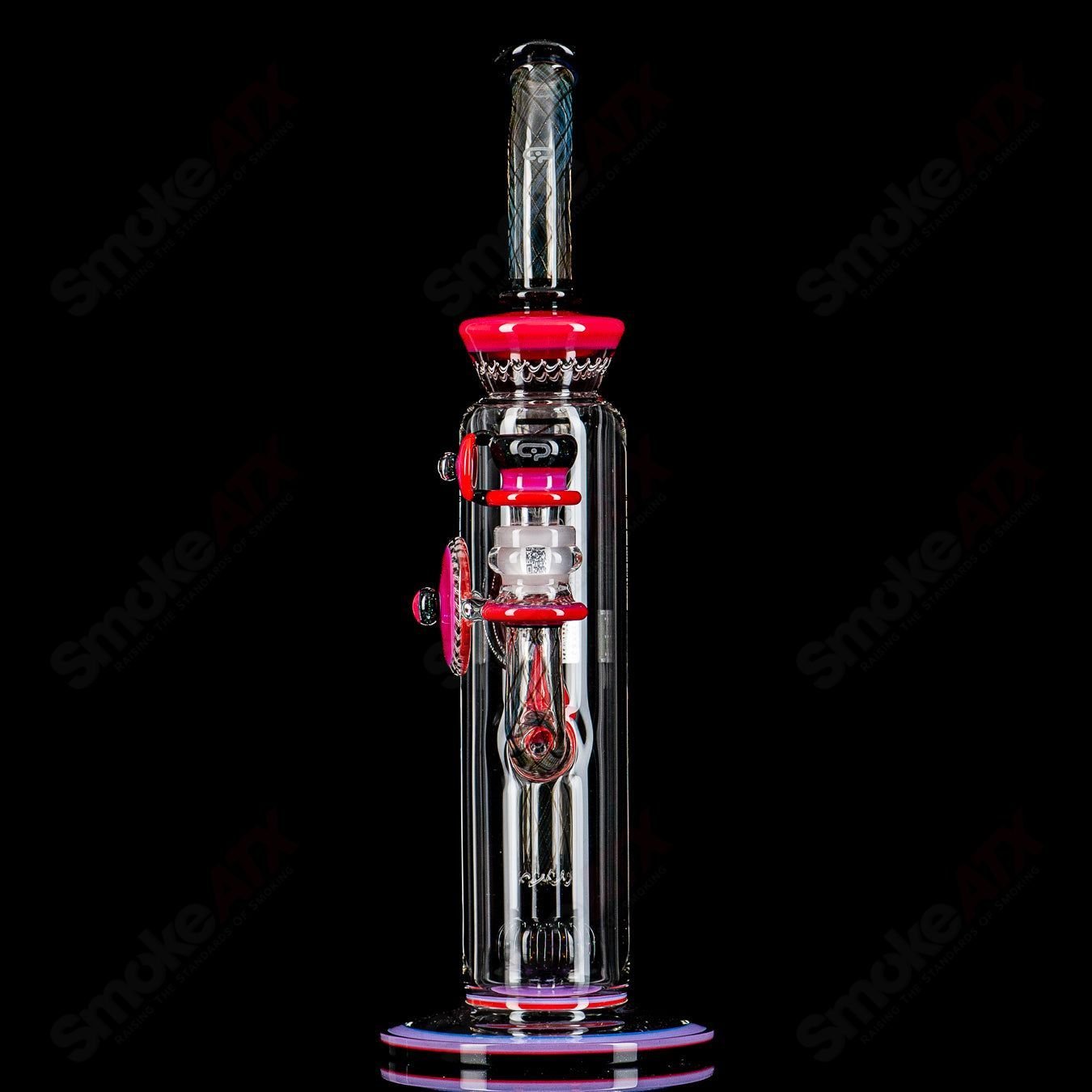 Mobius Scope Matrix V2 Elements glass straight tube with splash trap and Mobius branding, showcasing clear glass design.