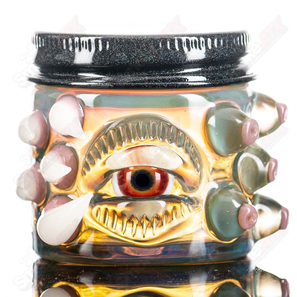 Silver Amber glass serum jar from Baller Jar X Salt, a CFL-style container for cosmetics or skincare products.
