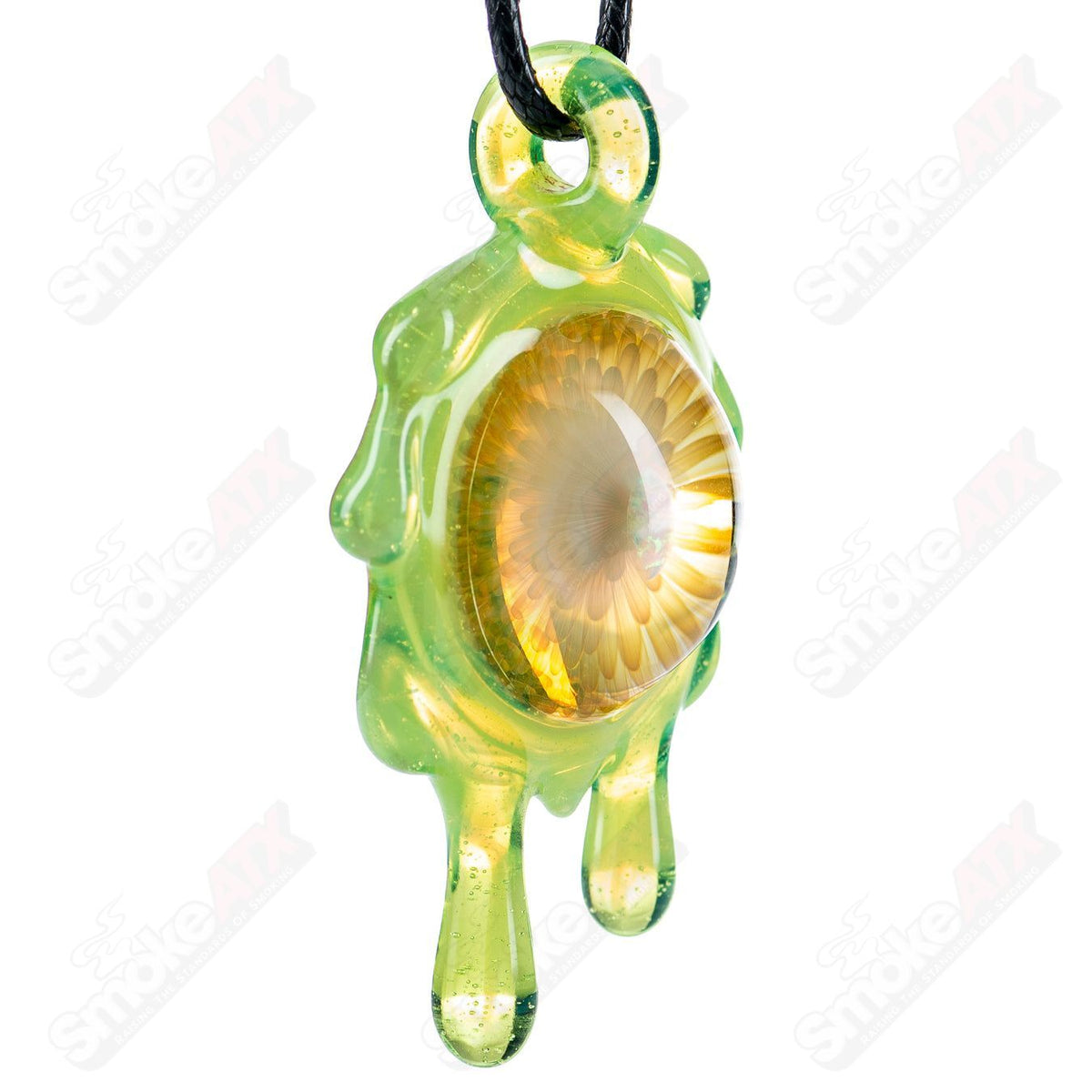 Daisuke Saito Glass Slime Fume Opal Pendant from the Disk of Slop collection, featuring colorful, swirling heady glass jewelry design.