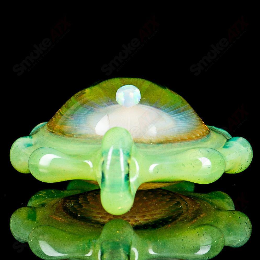 Daisuke Saito Glass Slime Fume Opal Pendant from Disk of Slop, heady glass pendant with vibrant slime fume and opal details.