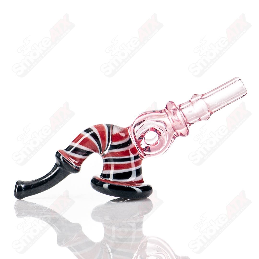 JMass 3DXL Sherlock toggle glass pipe featuring a collaborative design with Chunk, showcasing intricate glass artistry and a sleek shape.