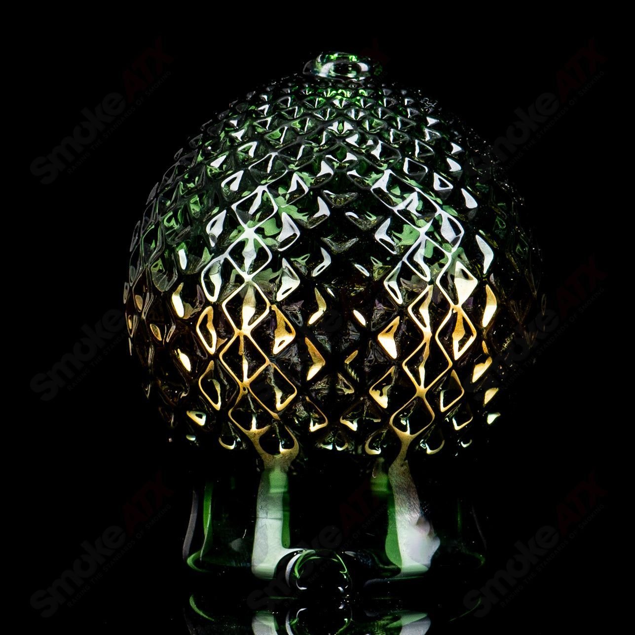 Sphere Emerald Green w/Gold Diamond Tech Dry Puffco Top - Smoke ATX