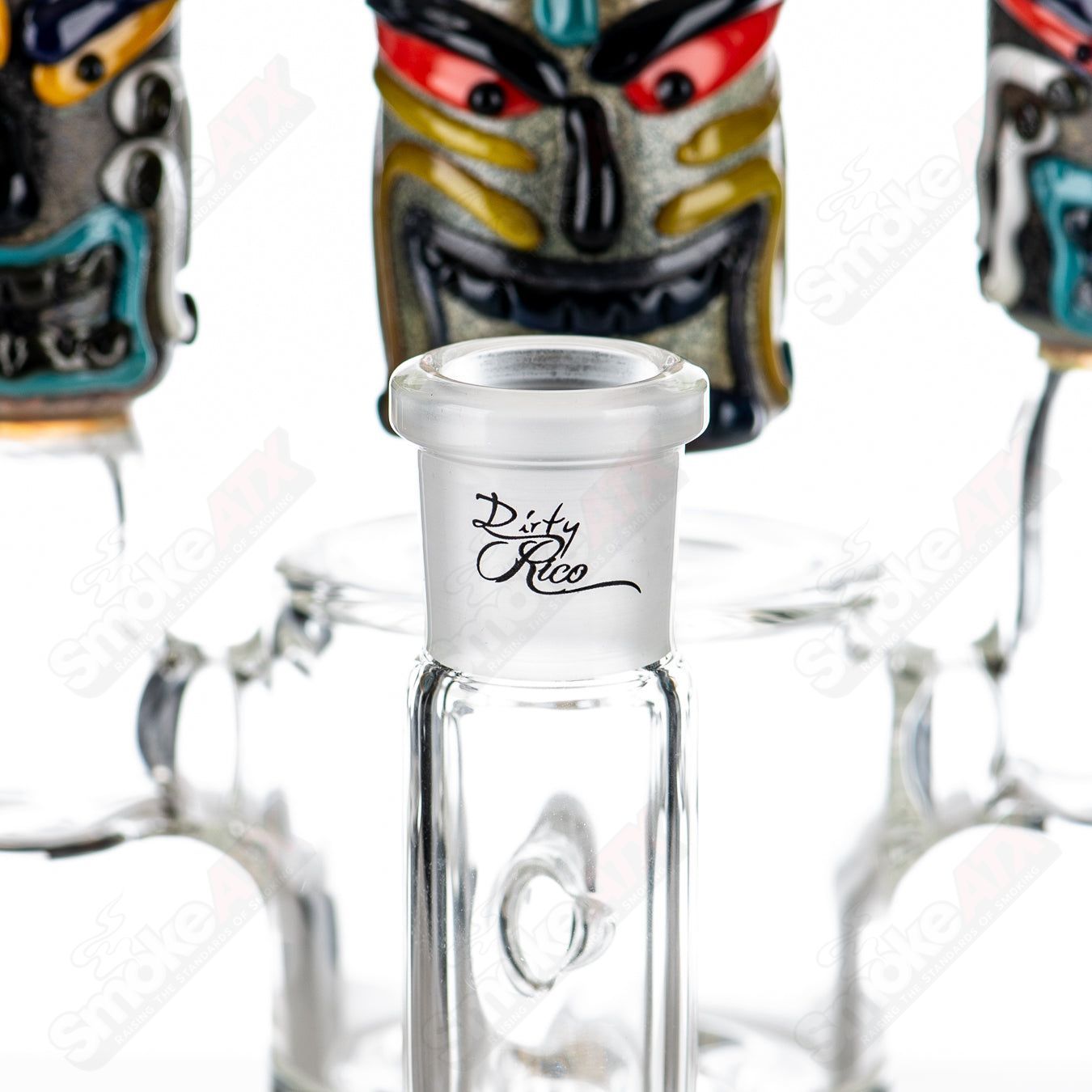 Spinning Tiki Head Scientific Tube by Carsten Carlile & Dirty Rico Glass - Smoke ATX