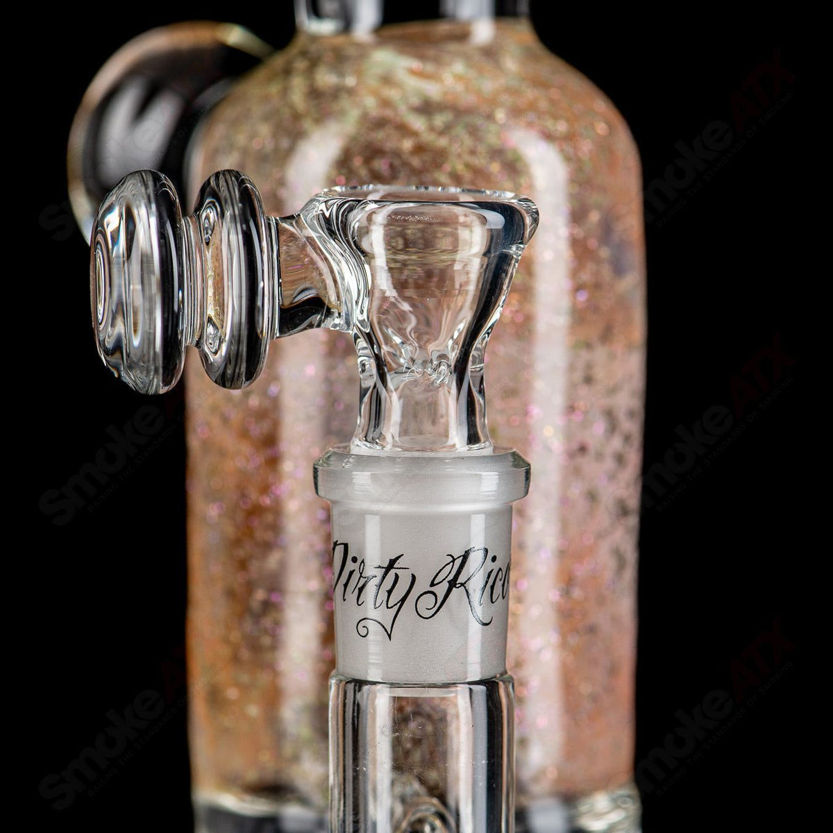 13-inch fumed dichro straight glass tube with MIB Apolocoline design and 14mm bowl by Dirty Rico Glass x Nobody Glass