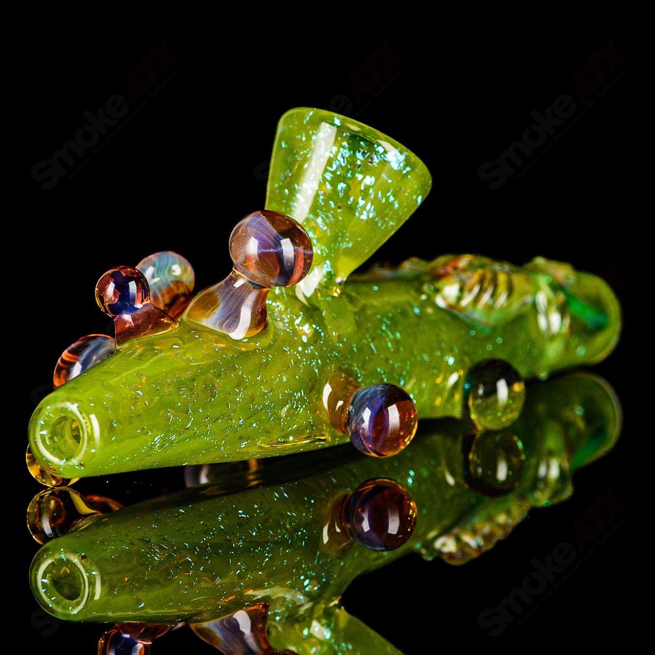 Heady glass steamroller hand pipe by Mr. Gray with clear glass design and wide mouthpiece for smooth smoking.