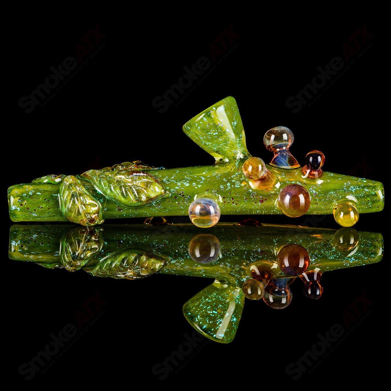 Heady glass Steamroller Mr. Gray hand pipe with a sleek design, featuring a clear glass body and intricate gray accents.