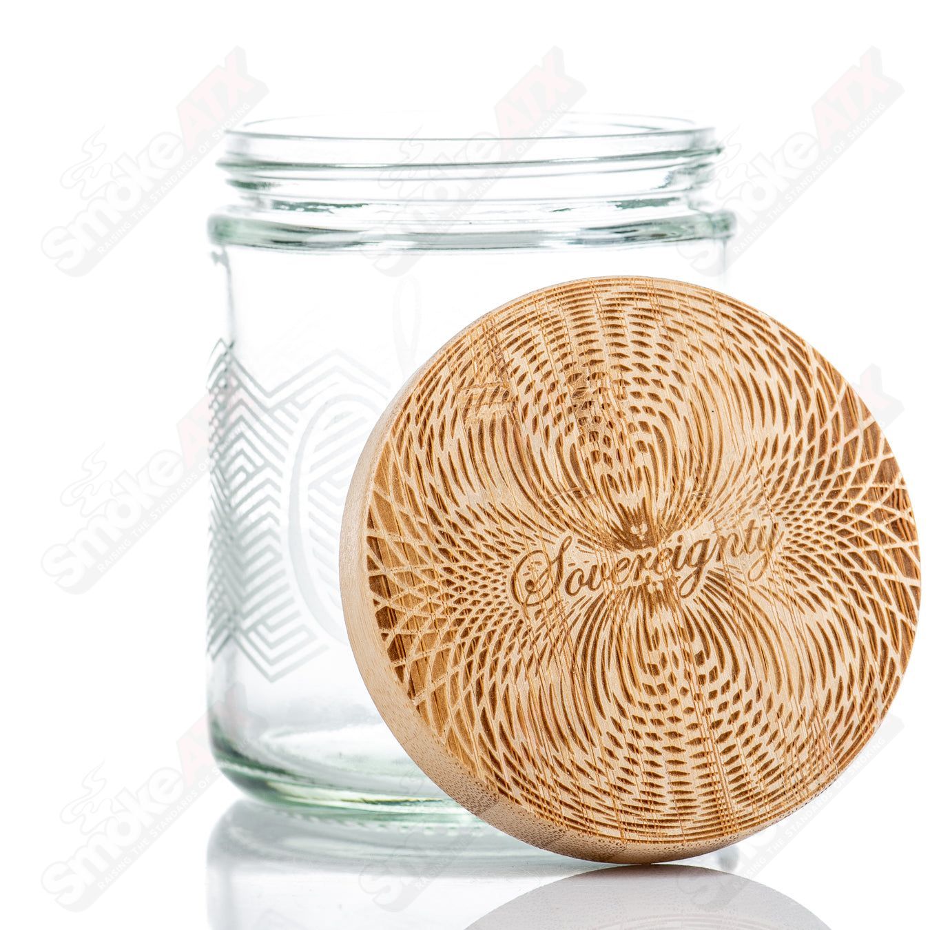 Stripes Pattern Nug Jar w/ Bamboo Lid Sovereignty - Smoke ATX