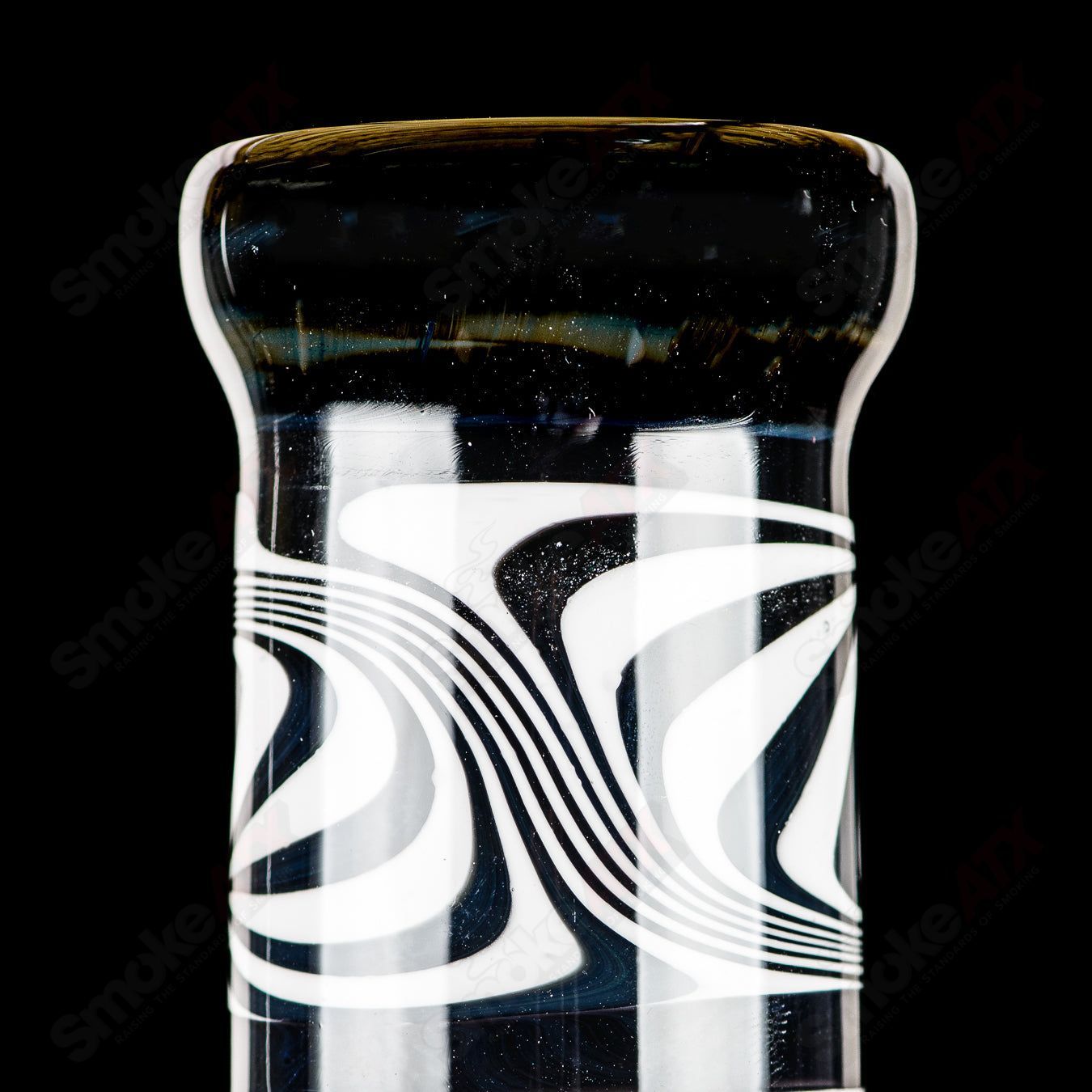 Swiss Perc 1 of 1 B&W XXL Classic heady glass bong with Dizzle, KurtB, and CaC artwork, featuring intricate glass design and vibrant colors.