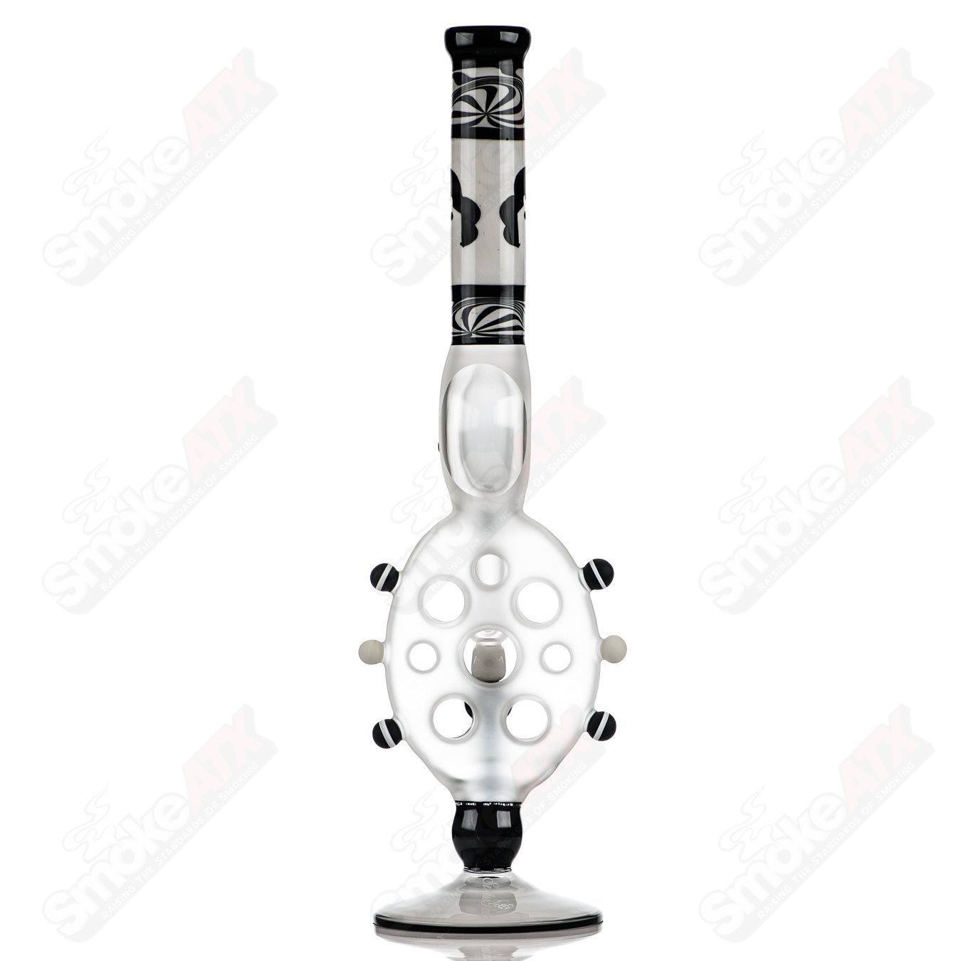 Swiss Perc 1 of 1 B&W XXL Classic heady glass pipe with Dizzle, KurtB, and CaC design for smooth smoking experience.