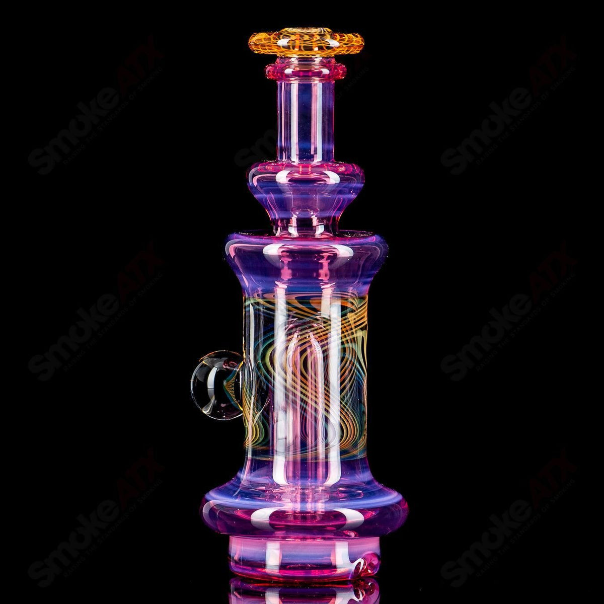 Telemagenta Puffco water top by Gatez Glass, colorful glass Puffco accessory with intricate design for vaporizer use.