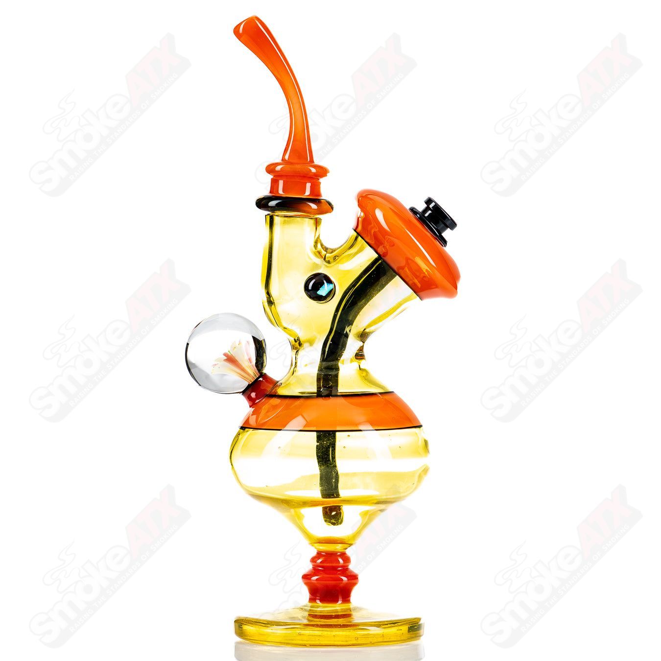 Heady glass concentrate rig called Terps Errlock by JMass, featuring intricate design and clear glass construction.