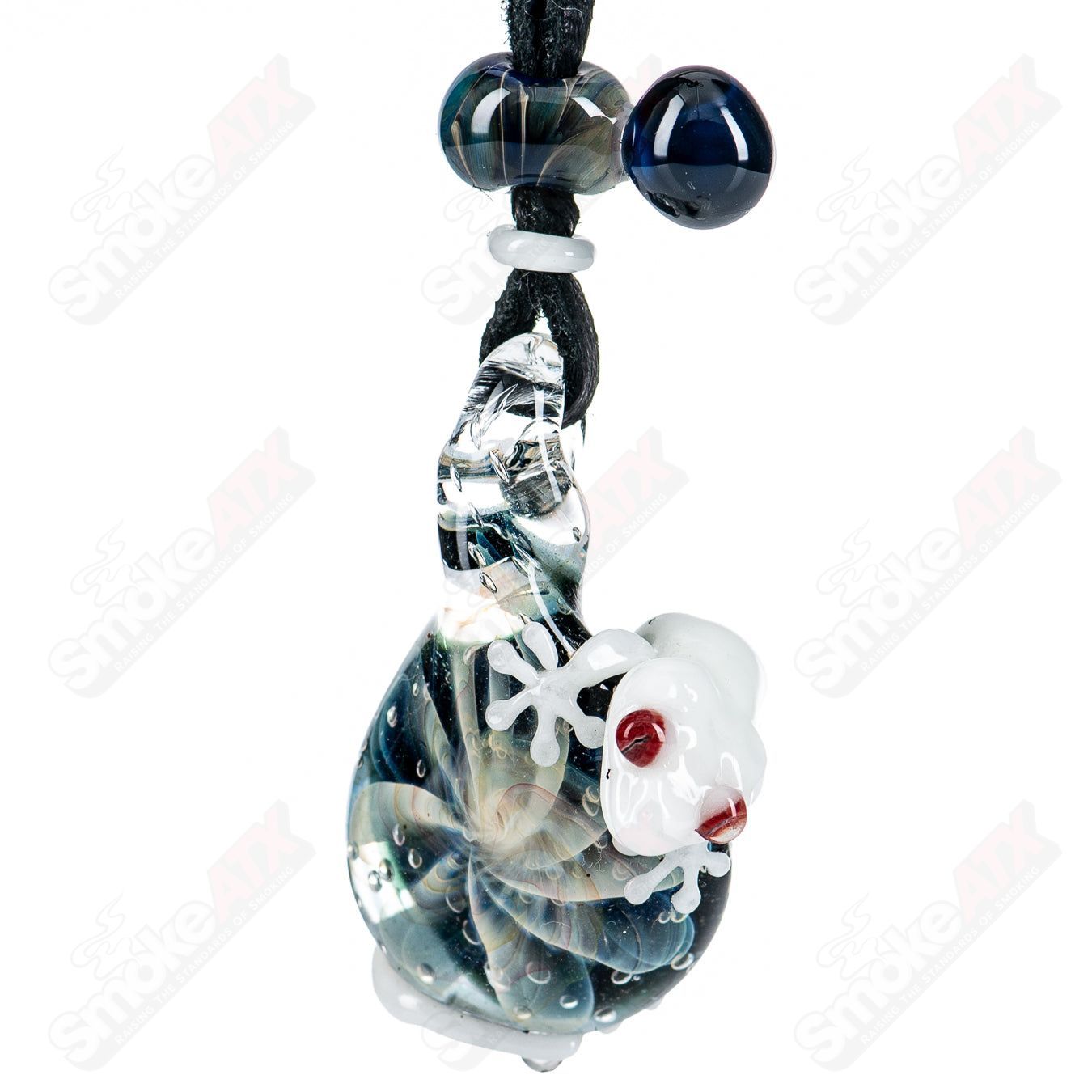 Kengtaro Tier 1 Glass Gecko Pendant, handcrafted heady glass jewelry featuring vibrant colors and detailed gecko design.