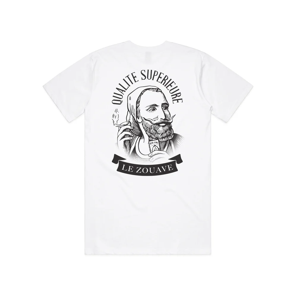 White XXL Zig Zag Qualite Superieure T-shirt with zigzag pattern, casual lifestyle clothing for men and women