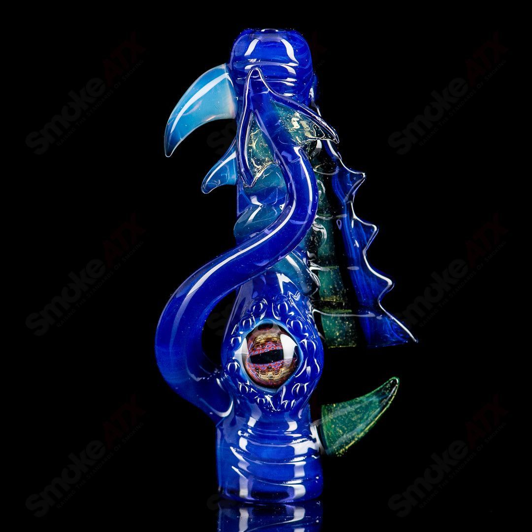 Mako Glass #4 Octopus Chillum, a colorful heady glass chillum featuring an octopus design, on a white background.