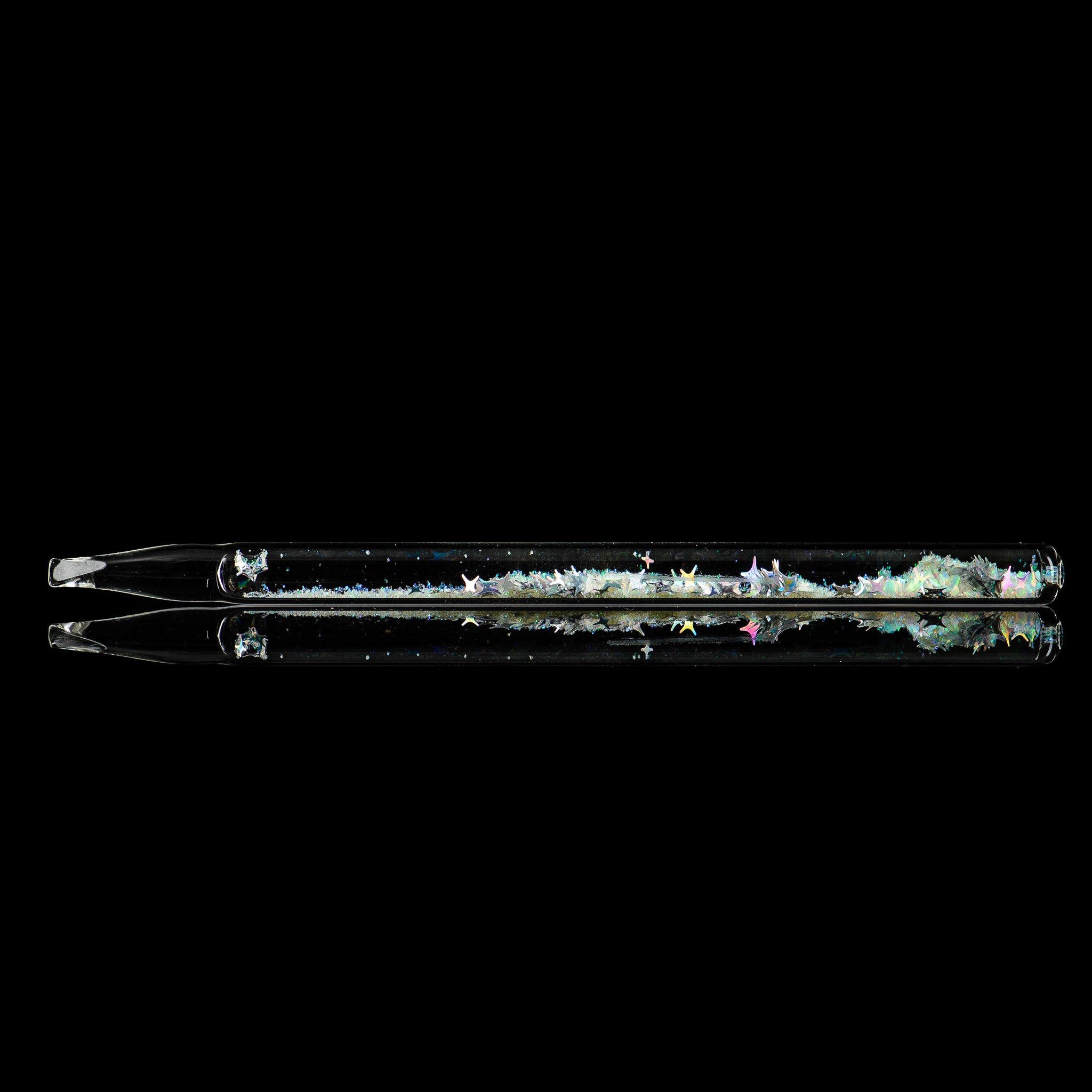 Glass glitter dab tool by Beezy Glass, showcasing a colorful, handcrafted accessory for concentrates with a glittery finish.