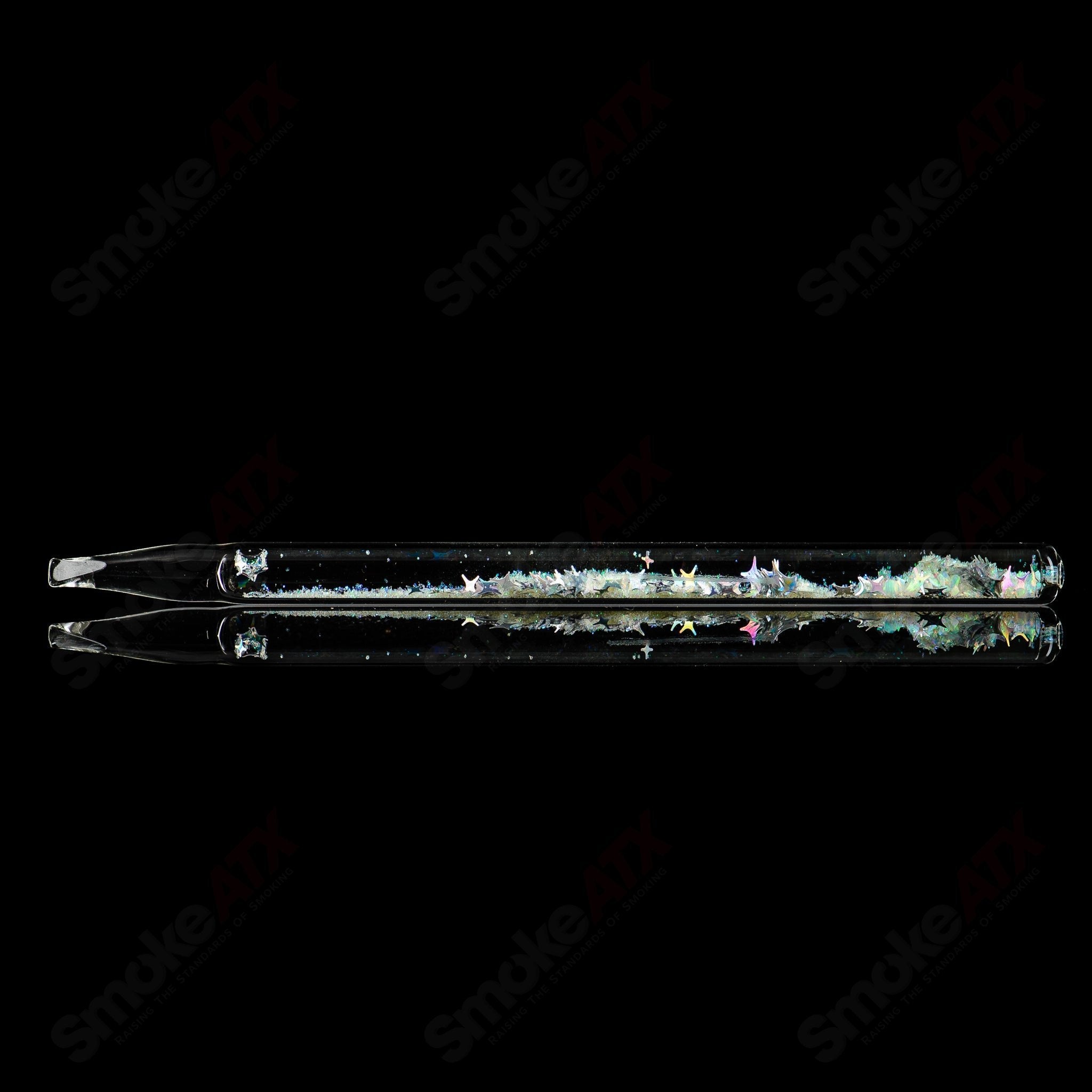 Glass glitter dab tool by Beezy Glass, showcasing a colorful, handcrafted accessory for concentrates with a glittery finish.