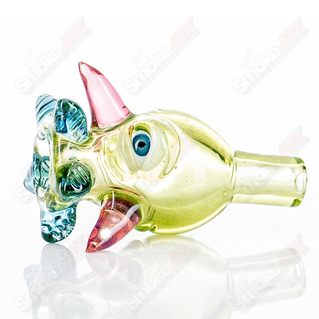 UV Bubble Cap by Salt Glass, colorful heady glass carb cap with vibrant glow-in-the-dark design, for vaporizer bowls and concentrates.